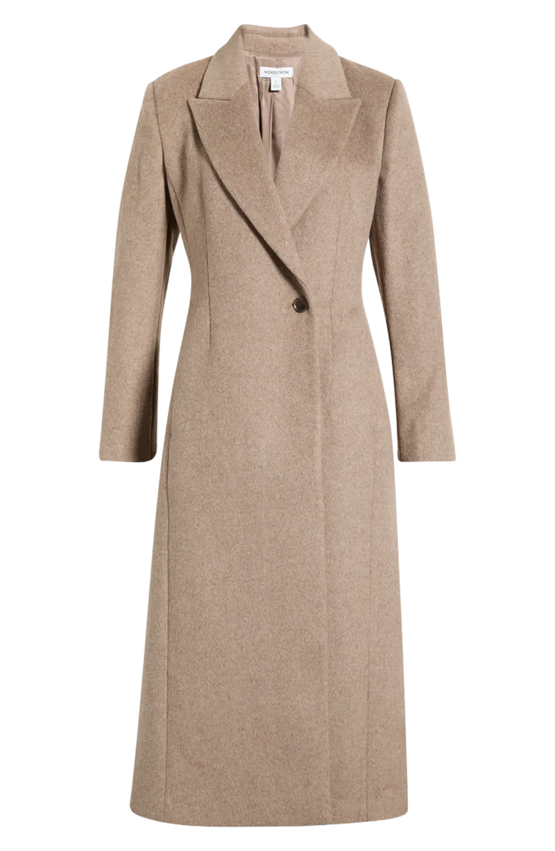 Sculpted Wool & Cashmere Blend Coat