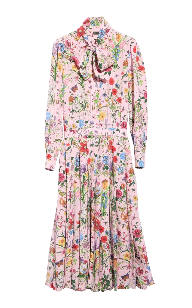 Floral Printed Silk Maxi Dress