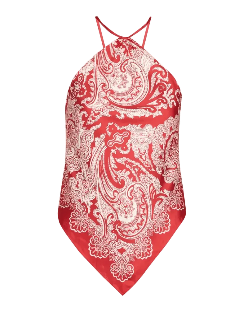Audrey Paisley-Print Silk Scarf Cami Top