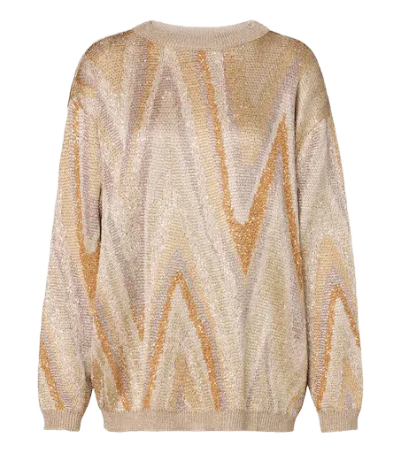 Zigzag sequined lamé sweater