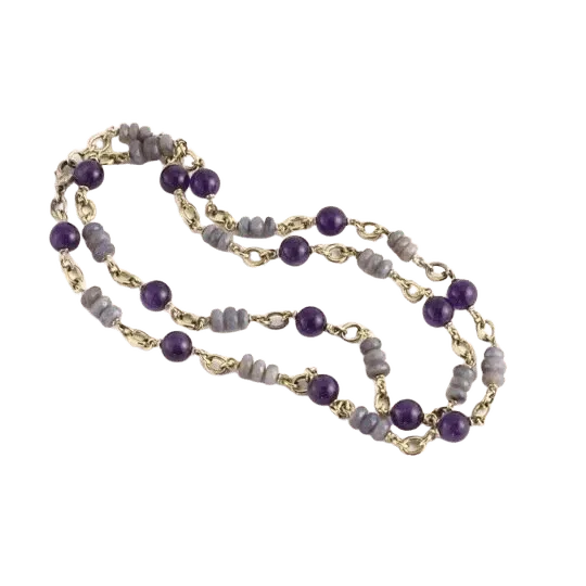 Amethyst and Faceted Opal Chain
