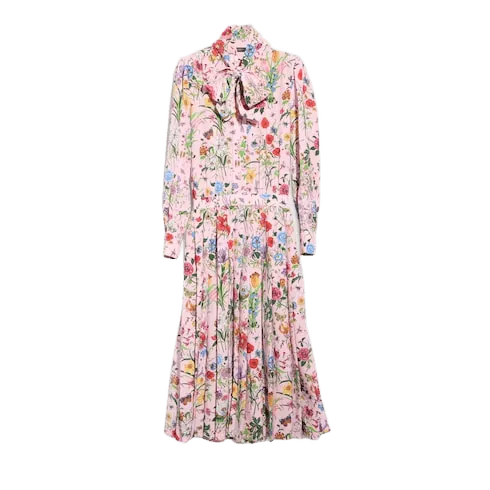 Printed silk chemisier dress