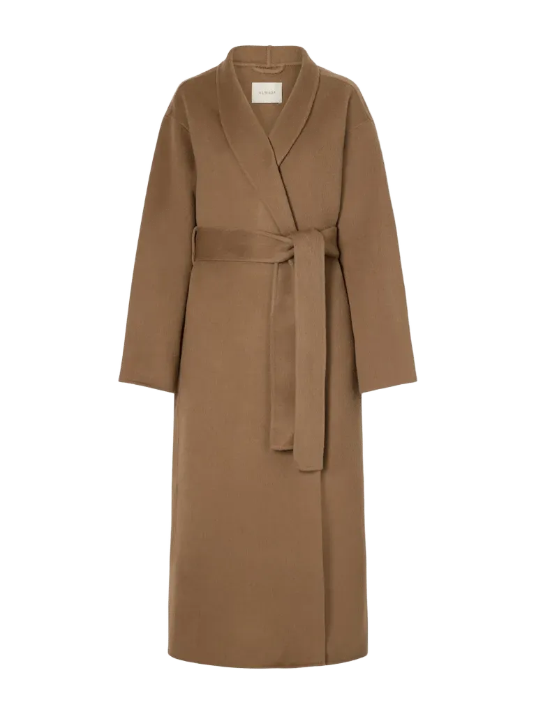Mara belted brushed wool-felt coat