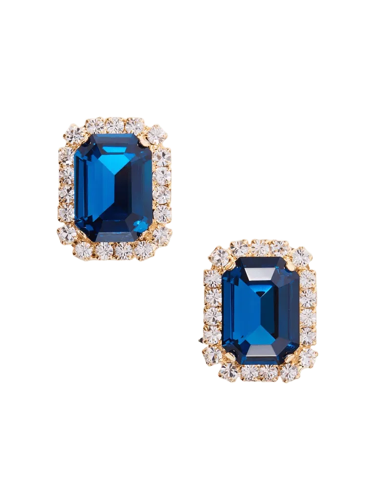 Diana gold-plated crystal earrings - blue - One Size