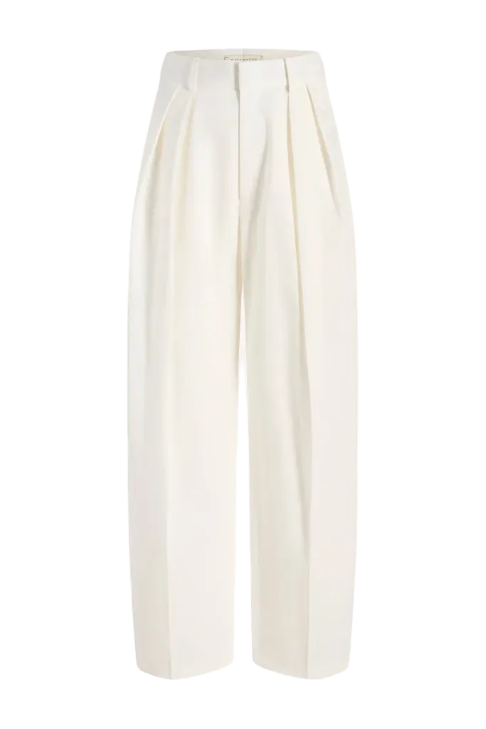 Joel Pleated Trouser in Starched Poplin