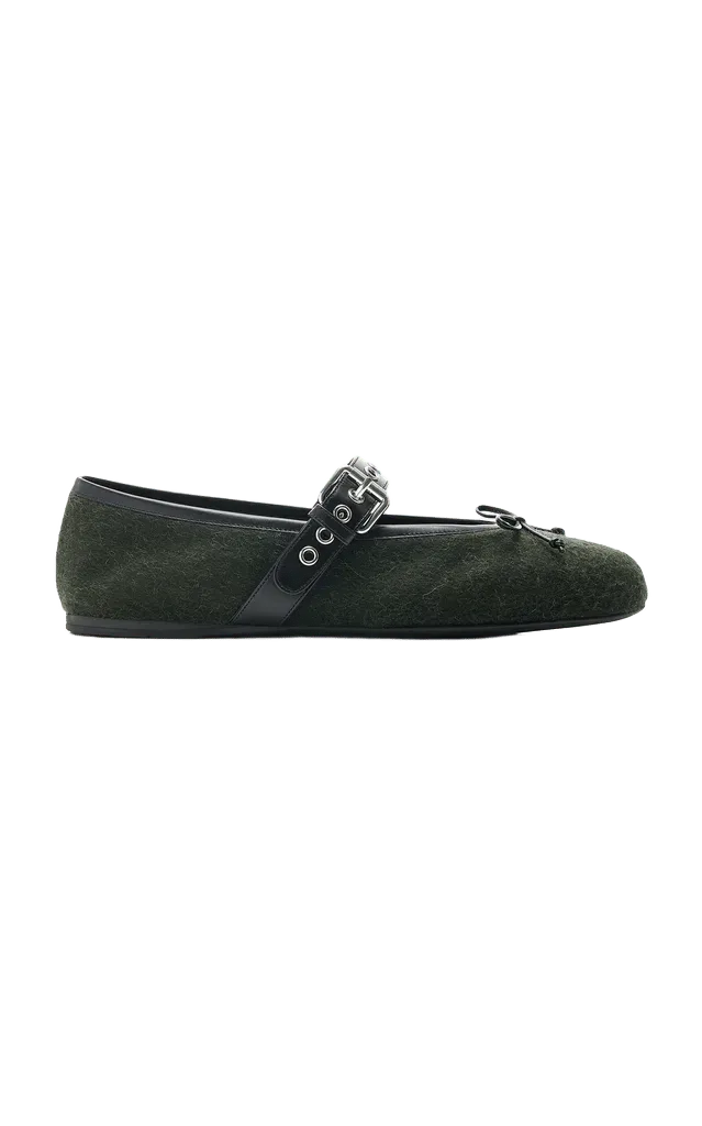Buckled Flannel Ballerina Flats