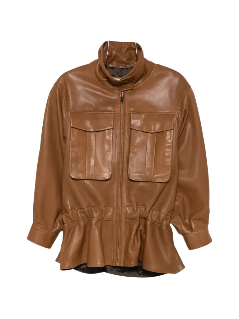 Hope high-neck leather jacket