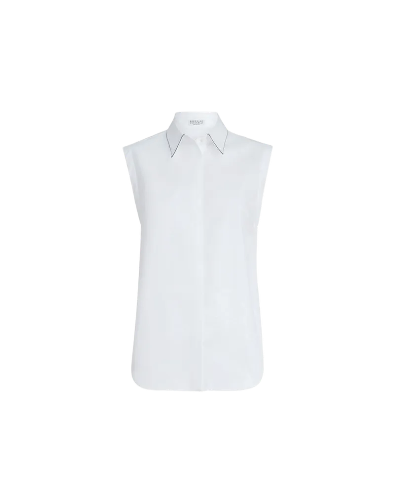 Sleeveless Shirt with Shiny Trim