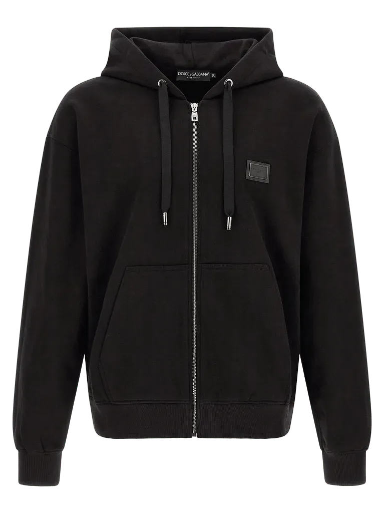 Dolce & Gabbana Logo Plaque Hoodie — Black