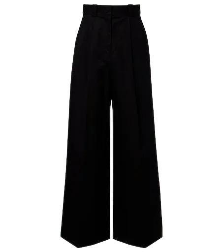 Cotton twill wide-leg pants