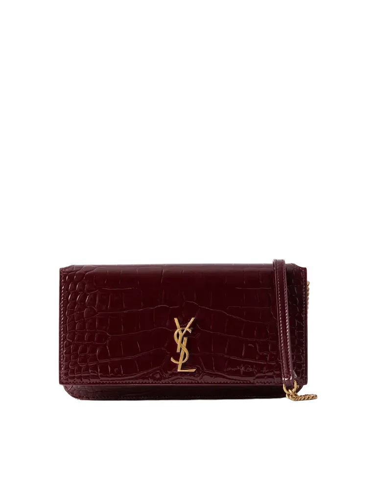 Cassandre Strap croc-effect patent leather clutch - burgundy - One Size
