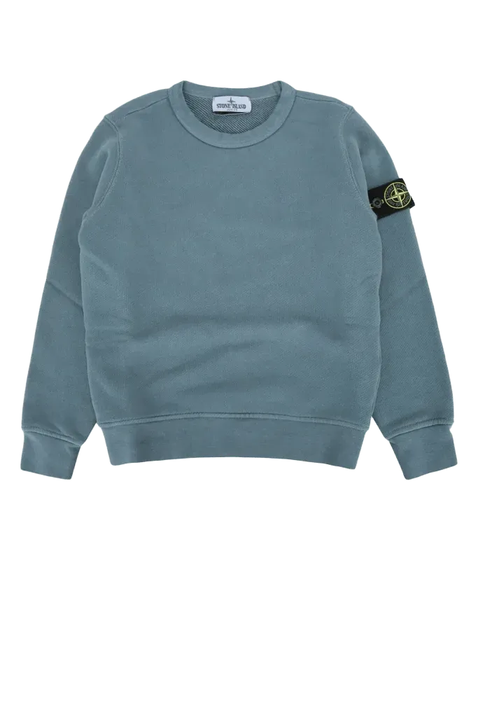 Stone Island Kids Crew-Neck Cotton Sweatshirt — Blue