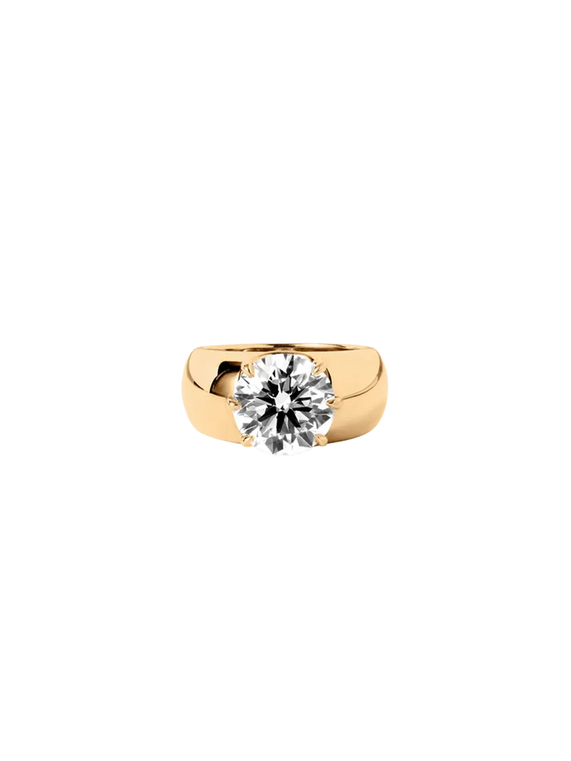 14K RHYS ROUND-CUT PINKY RING IN LAB DIAMOND, 14K YELLOW GOLD