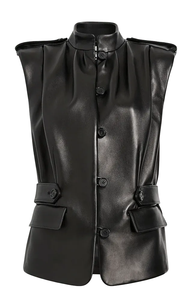 Jaden Mock-Neck Leather Vest