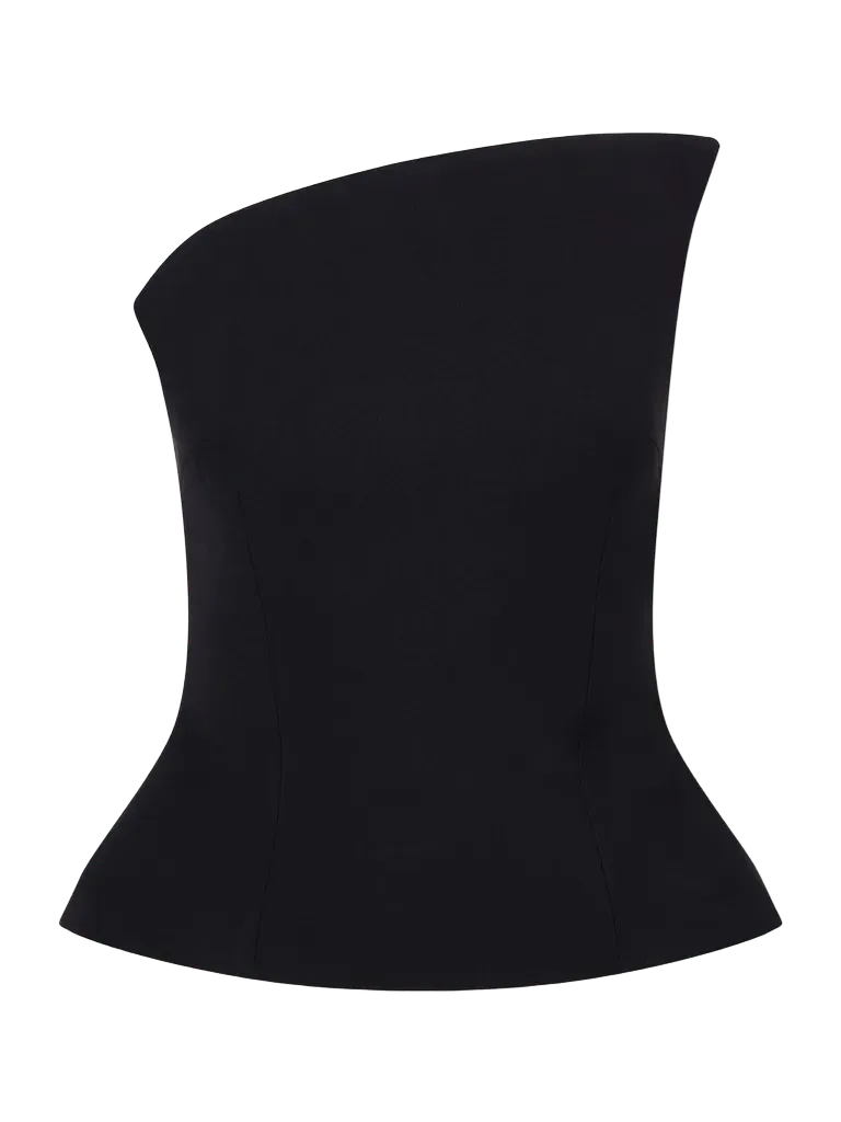 Fuji strapless asymmetric crepe top