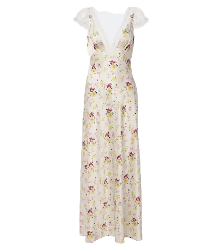Corelia lace-trimmed silk satin maxi dress