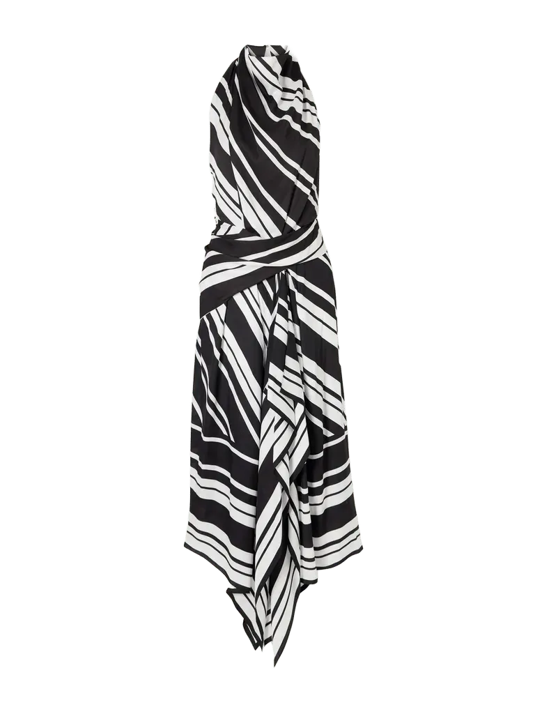 The Marin striped twill halterneck midi dress