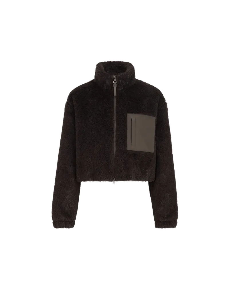 Cropped outerwear jacket with monili