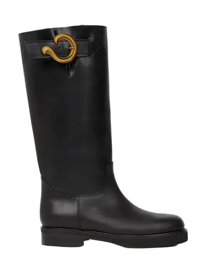 LEATHER BOOTS WITH PAISLEY BUCKLE