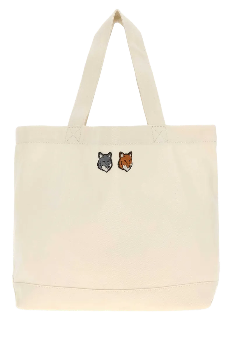 Maison Kitsune Head Tote Bag — Beige