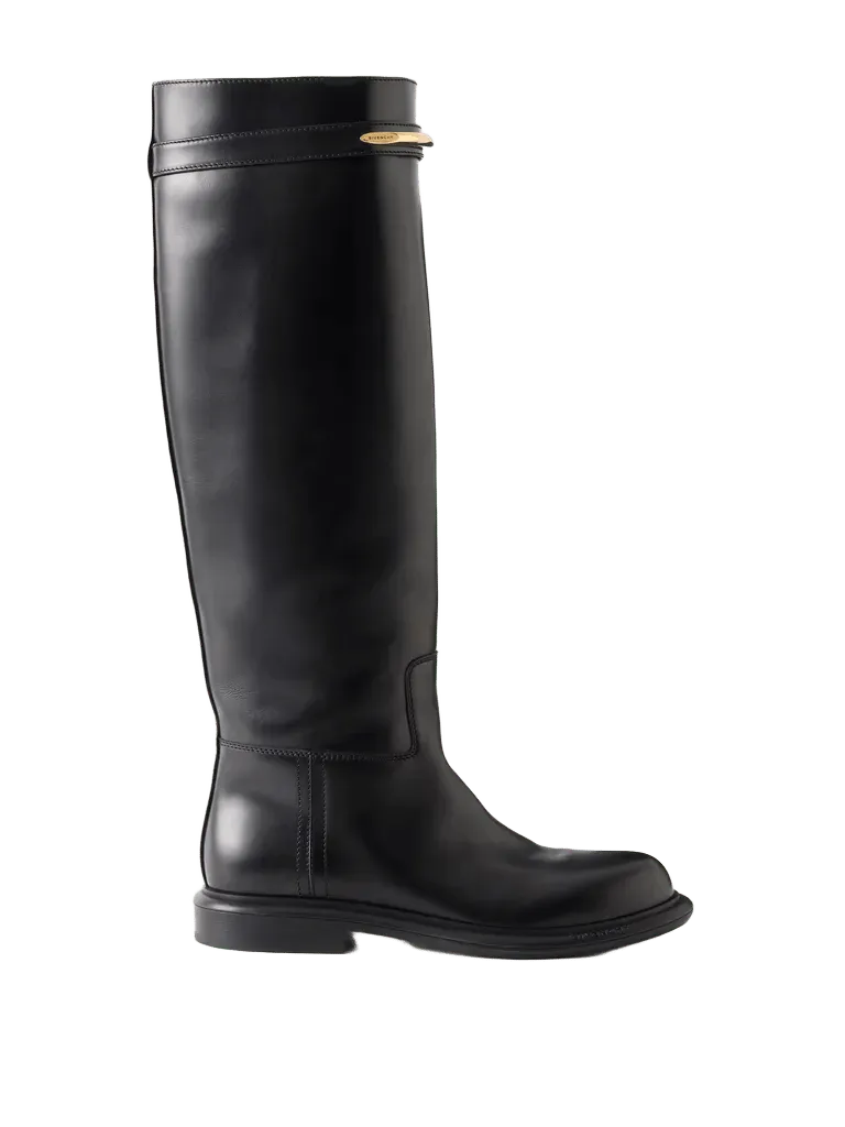 Pinch leather knee boots