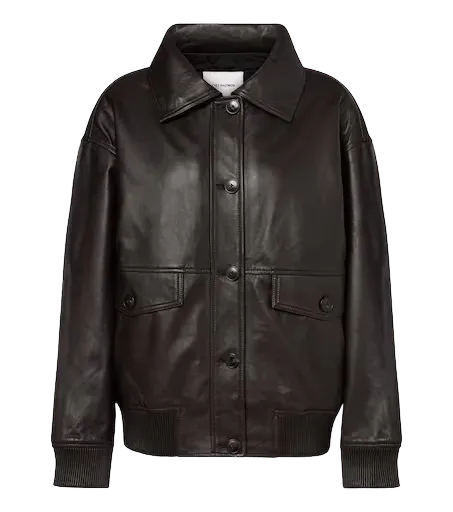 Leather blouson jacket