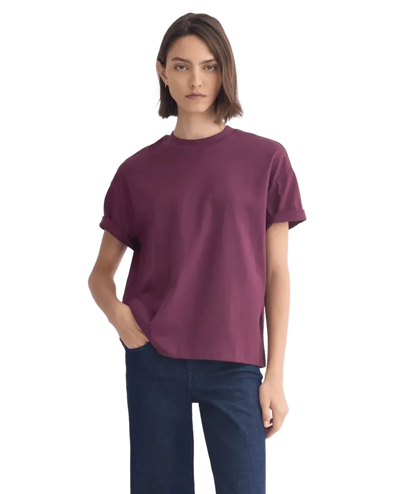 Forever Jersey Oversized Tee | Deep Plum