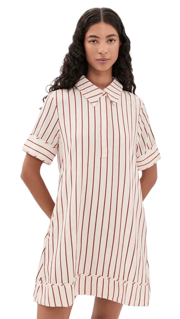 Stripe A-Line Mini Shirt Dress