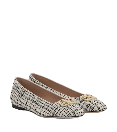 VLogo bouclé ballet flats