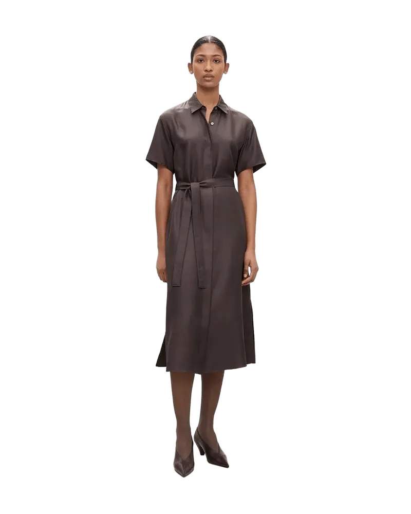 Belted Shirt Dress in Mod Silk Twill