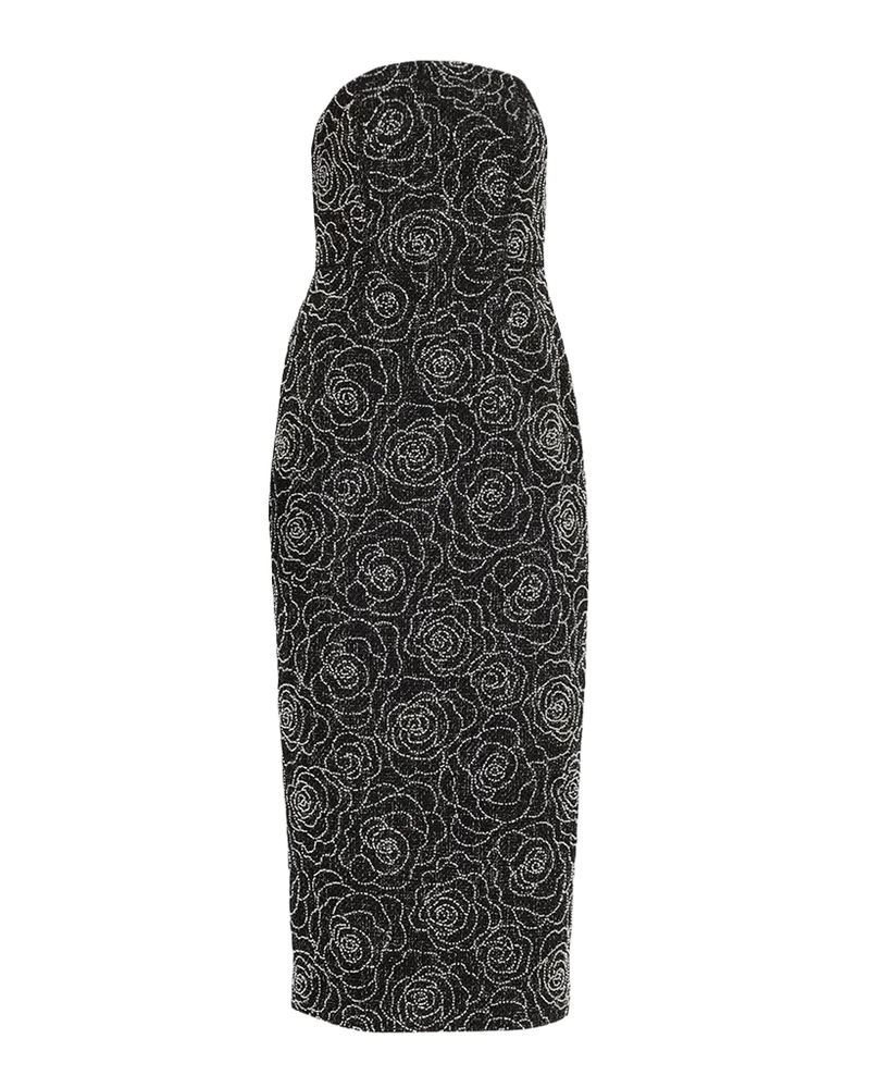 Kait Floral Beaded Column Midi Dress