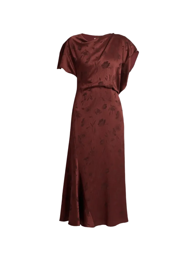 floral-jacquard creponne midi dress