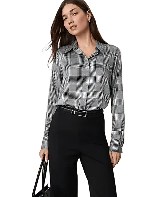 Houndstooth Modern Shirt in Satin