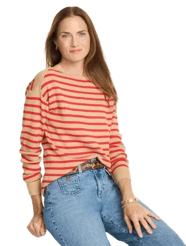 Envelope Neck Pullover - Stripe