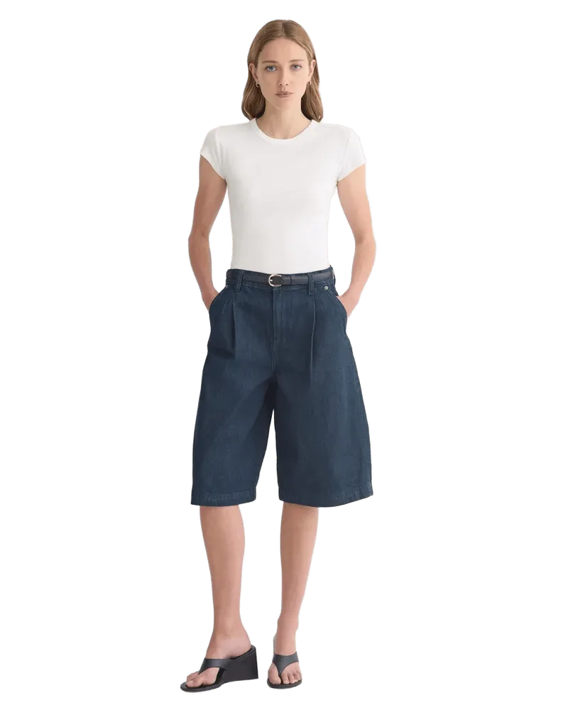 High-Rise Pleated Culotte | Dark Rinse