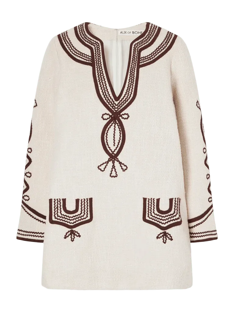 Rosie embroidered cotton-bouclé mini dress