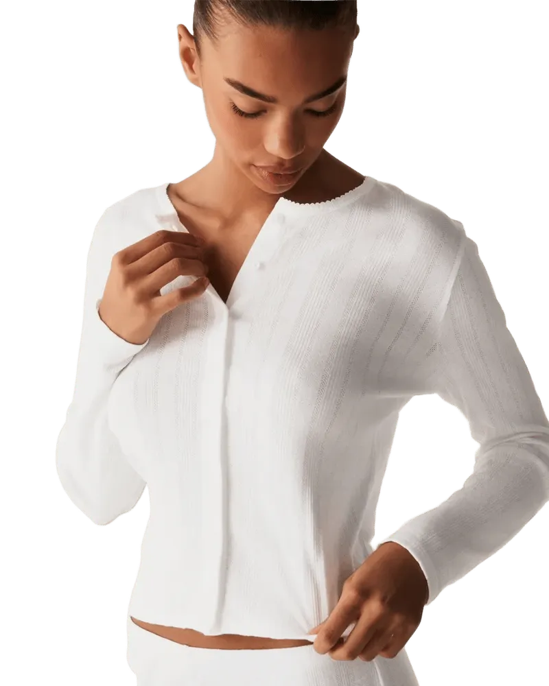 Women's Pointelle Cardigan in White