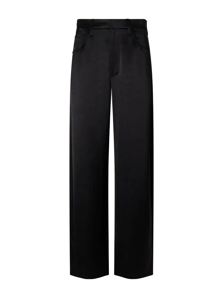 Brynn crinkled-satin wide-leg pants