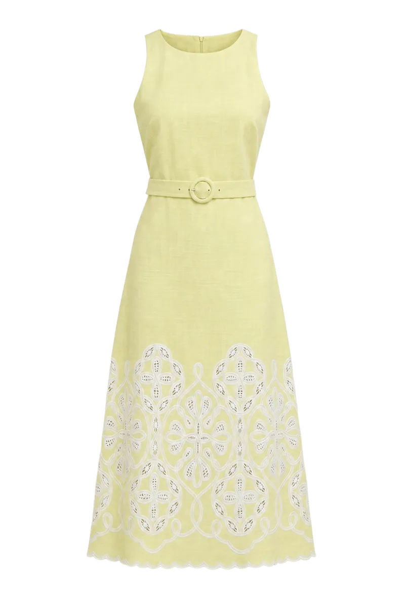 Eyelet Halter Midi Dress