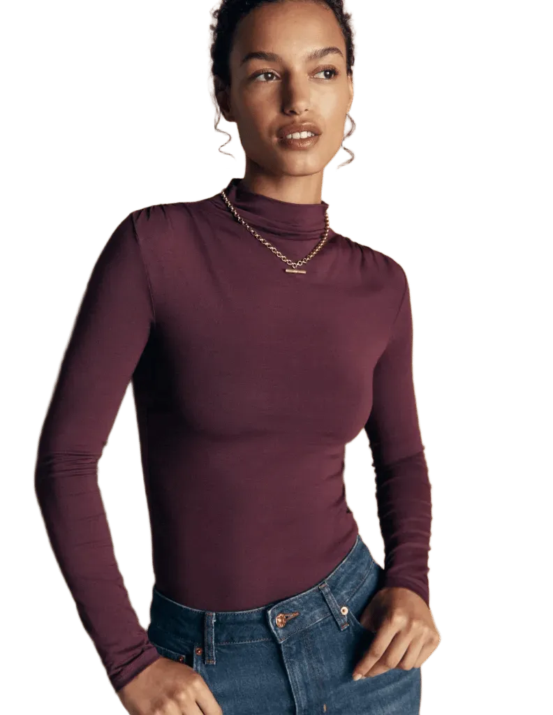 Ruched Neck Long Sleeve