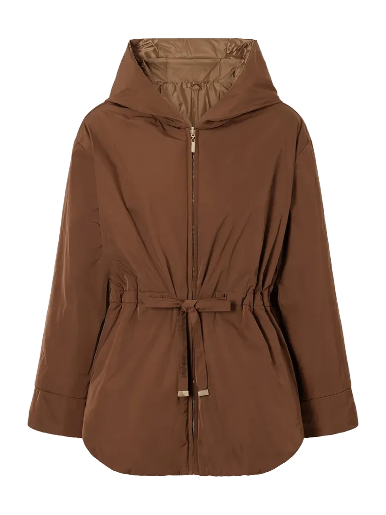 Hooded belted shell jacket
