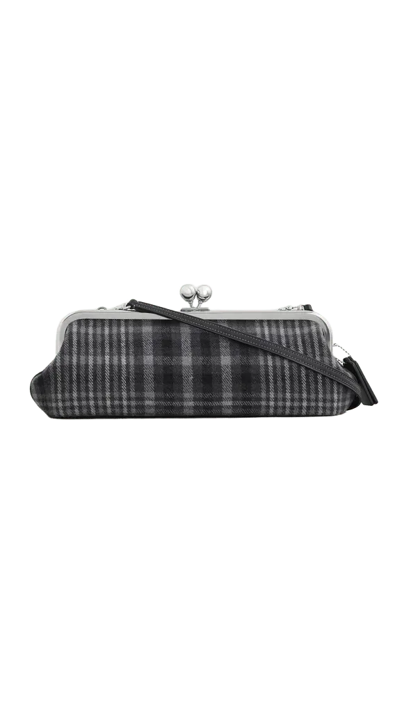 Runway Plaid Kisslock Frame Shoulder Bag