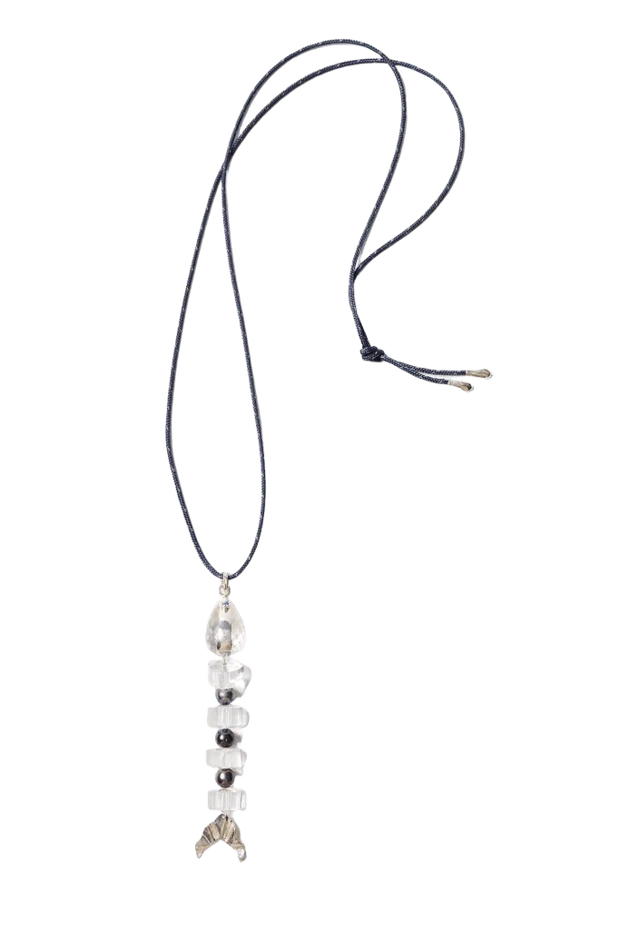 Fishbone Paracord Necklace Clear Quartz