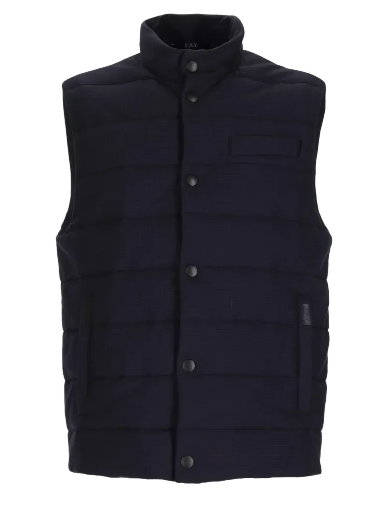 Fay Quilted Technical Jersey Vest — Blue