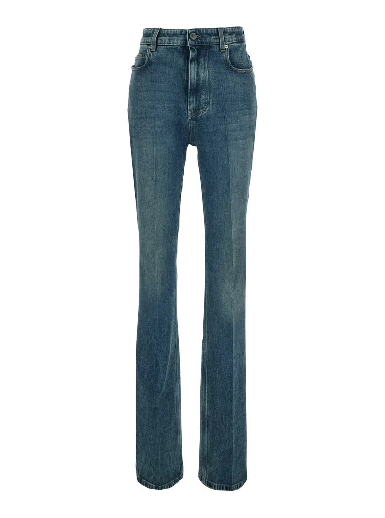 Balenciaga High-Waist Stretch Denim Jeans — Blue