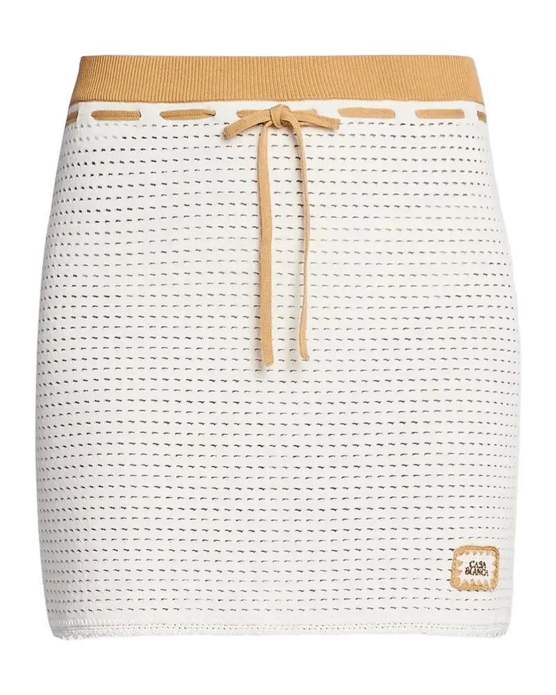 Perforated-Cotton Knit Drawstring Miniskirt
