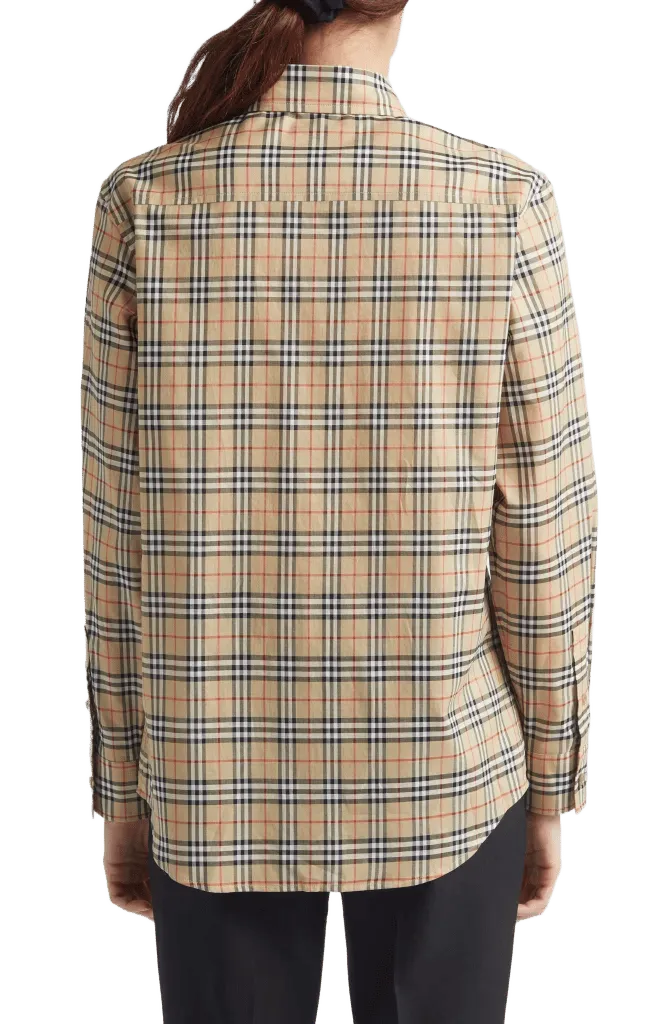 Emma Check Cotton Poplin Button-Up Shirt