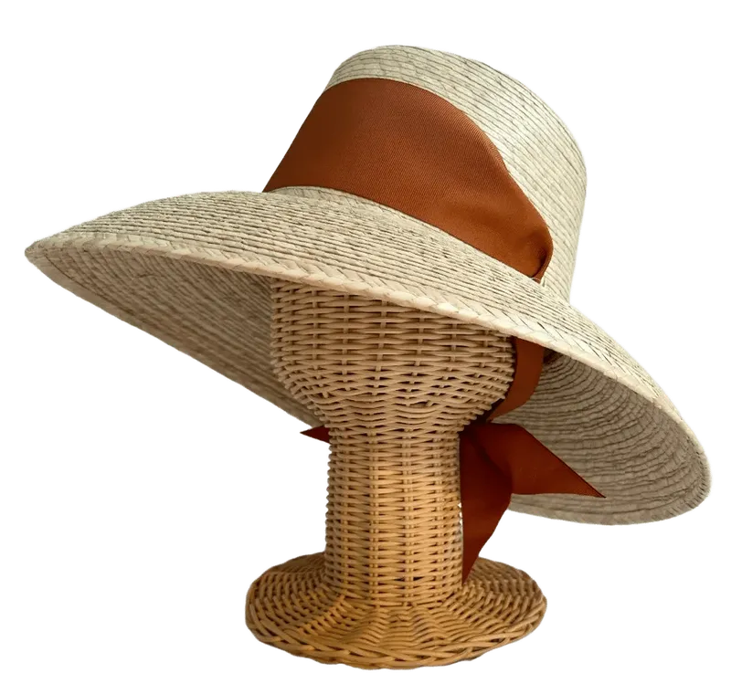 Wildflower Sun Hat - Burnt Orange/Rust Wide & Short Grosgrain Ribbon
