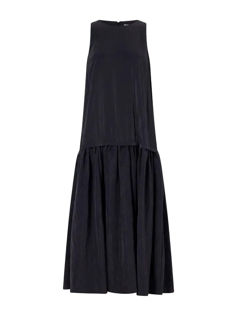 Cornelia pleated crinkled shell midi dress