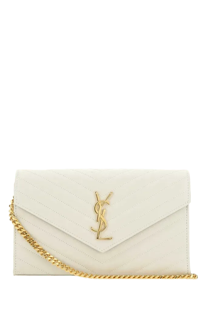 Saint Laurent Quilted Leather Wallet — Beige